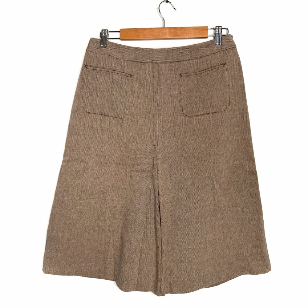J. Crew Brown Front Pleat A-line Front Patch Pocket Vintage Y2K Skirt Size 10
